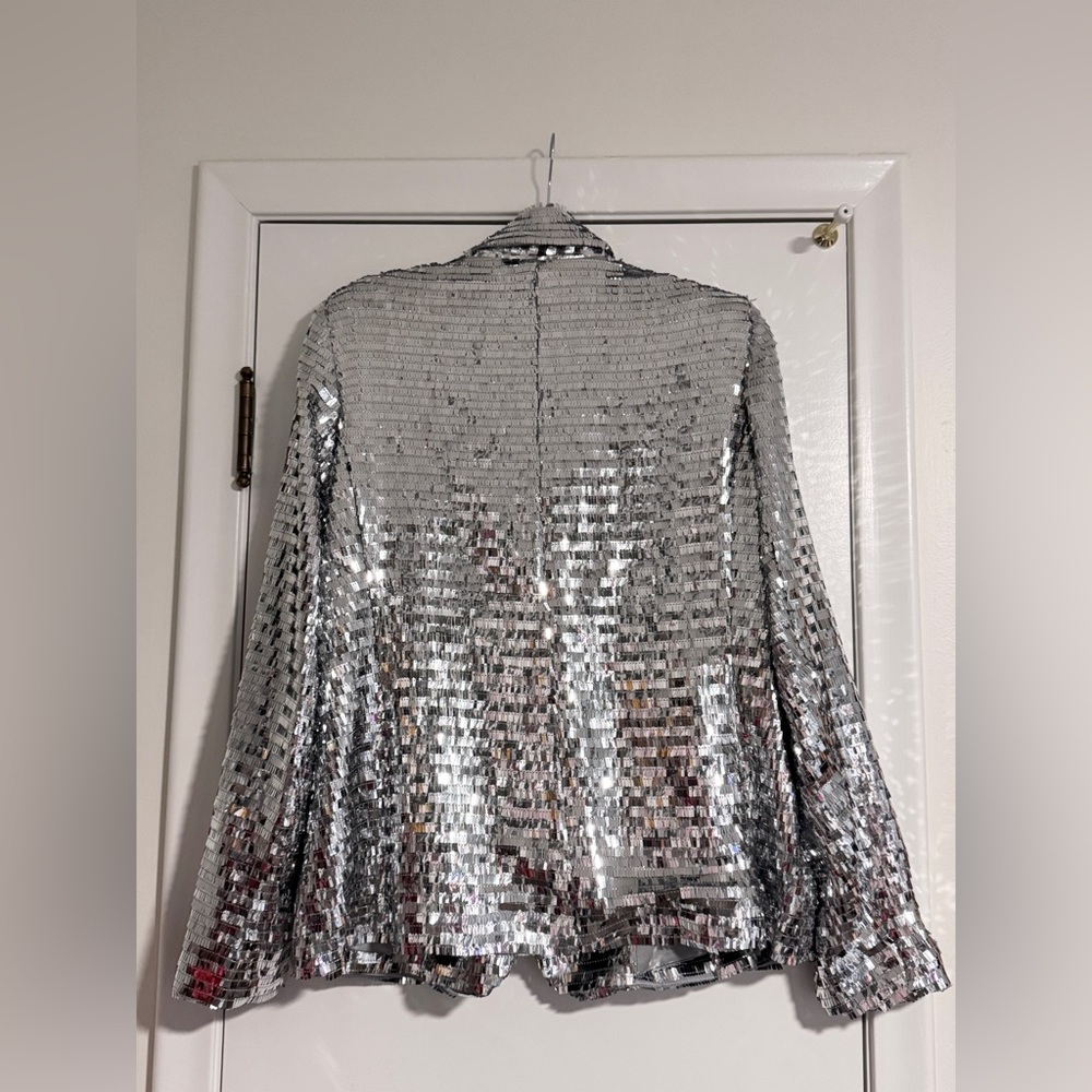 Forever 21 Silver Sequin Blazer- Size Large - Picture 3 of 3